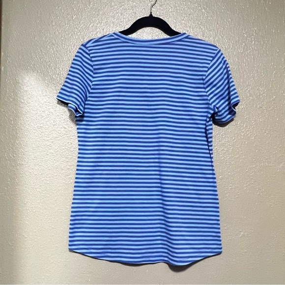 Reebok Striped Blue Cotton Blend Short Sleeve T-Shirt Activewear Casual Workout - Picture 5 of 6